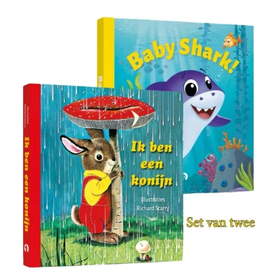 Afbeelding van een Gouden Blokboekje Pakket met Ik ben konijn en Baby shark