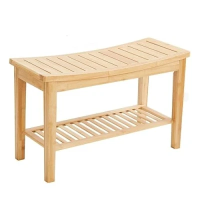 Afbeelding van Stevig Badkamerbankje van bamboe hout houten bankje voor