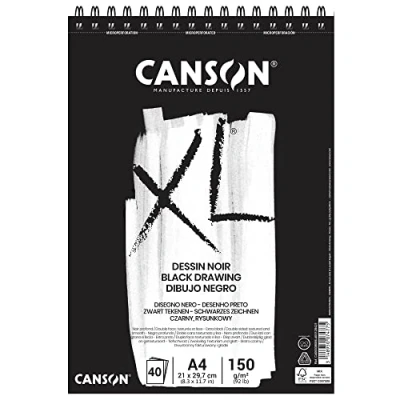 Afbeelding van Canson tekenblok XL 150g/m² formaat A4 40 vel zwart