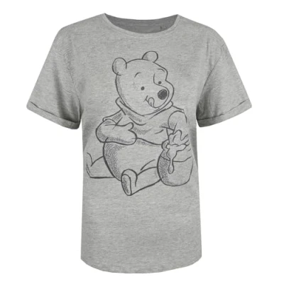 Afbeelding van Disney Winnie The Pooh Sketch T shirt voor dames, Grijs (Grijs Marl Spo), 38