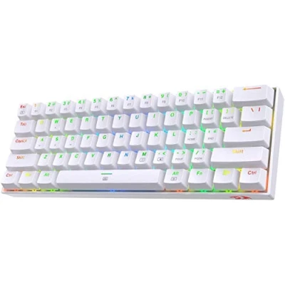 Afbeelding van Redragon K630 Dragonborn 60% bekabeld RGB gamingtoetsenbord, 61 toetsen, compact mechanisch toetsenbord met tactiele bruine schakelaar, Pro driverondersteuning, wit