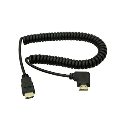 Afbeelding van CERRXIAN HDMI Mannelijk naar Linkerhoek kabel, Mannelijke vergulde Converter Adapter Gerolde Spiraalkabel Ondersteuning 2K 4K (30Hz), Audio Return (HDMI Linkerhoek)
