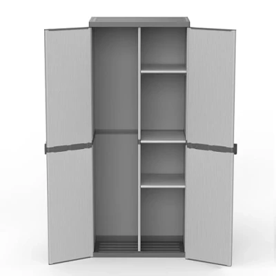 Afbeelding van mongardi: Bekledingskast van pvc en PP, 2 deuren, eenvoudig te monteren, modulair systeem, robuust, geschikt voor binnen buiten, 68 x 40 165 cm, grijs zwart