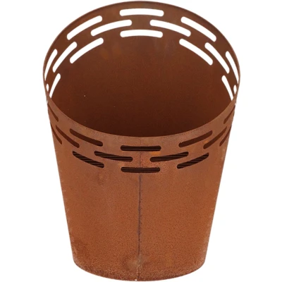 Afbeelding van Esschert Design Vuuremmer roest laser cut strepen