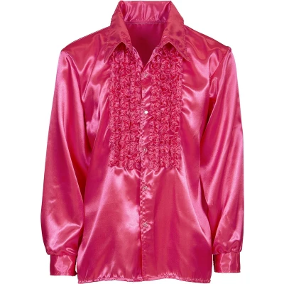 Afbeelding van Widmann Jaren 80 &amp; 90 Kostuum Lekker Foute Rouchenblouse Roze Man XXL Carnavalskleding Verkleedkleding