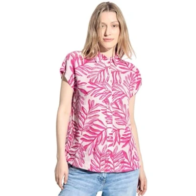 Afbeelding van Cecil MIT Print Overhemdblouse, Dames, Maat: XXL, Pink