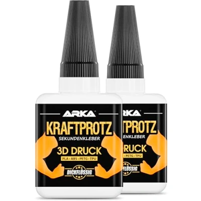 Afbeelding van arka 2x 50 g 3D DRUK secondelijm extra sterk incl. Anti uitdroging tip KRAFTPROT Dikke vloeibare superlijm waterdichte PLA lijm, ABS PETG lijm &amp; TPU