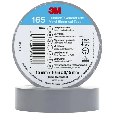 Afbeelding van 3M Temflex™ 165 165GY1E Isolatietape Temflex Grijs (l x b) 10 m 15 mm 1 stuk(s)