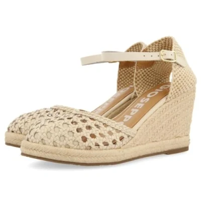 Afbeelding van Gioseppo Sandalen met sleehak, Dames, Maat: 39, Off white Leer en textiel