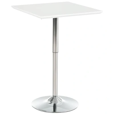 Afbeelding van HOMCOM bistrotafel pub bartafel in hoogte verstelbare vierkante staal wit 60 x 71 92 cm