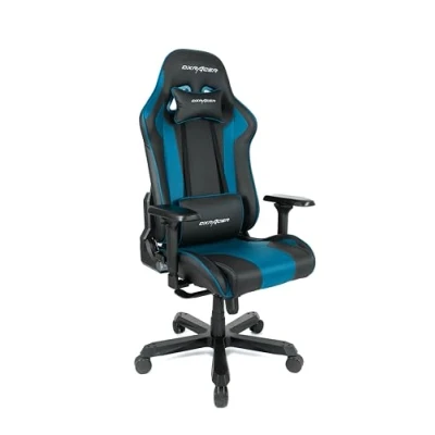 Afbeelding van Robas Lund DX Racer K99 Gamingstoel, bureaustoel met kantelfunctie, in hoogte verstelbare draaistoel, E Sport, armleuningen, 4D, zwart blauw, PU