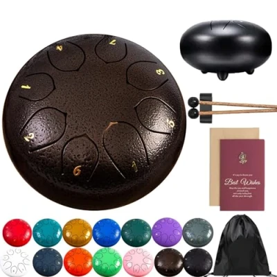 Afbeelding van Regentrommel voor buiten, stalen tongtrommel, regengong van 8 notities, 15 cm, chakra trommel regen, metalen regenklokken muzikale educatie, entertainment, meditatie,