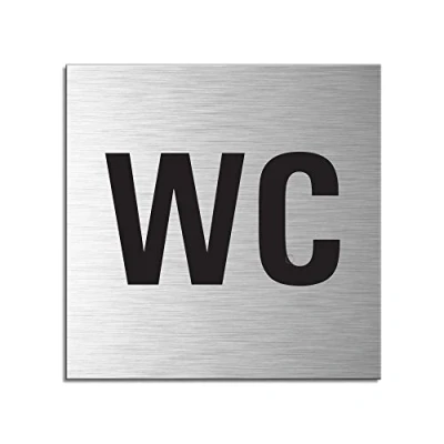 Afbeelding van Bordje WC 120 x 120mm Aluminium RVS look zelfklevend Nr.17103 S