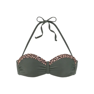 Afbeelding van Lascana Bandeau Bikini Bikinitop, Dames, Maat: 46xC, Oliv leo
