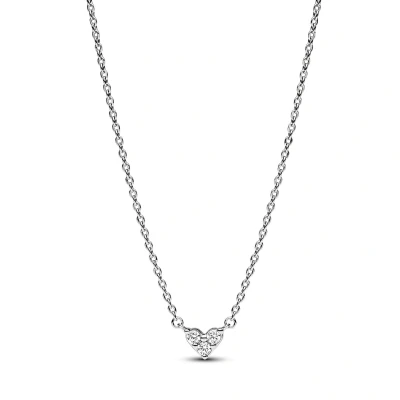 Afbeelding van Pandora 393014C01 Ketting Triple Stone Heart zilver zirconia wit 45 cm