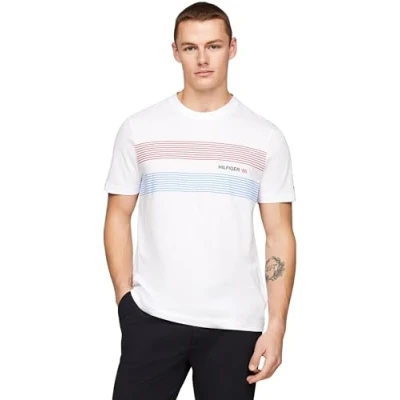 Afbeelding van Tommy Hilfiger Chest 85 TEE Tshirt print, Heren, Maat: Small, White