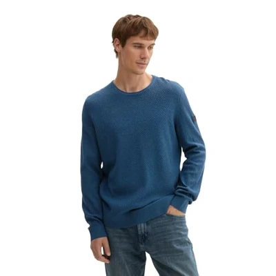 Afbeelding van TOM Tailor Inoptik Trui, Heren, Maat: Large, Dark teal melange