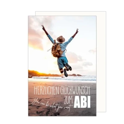 Afbeelding van Edition Seidel PR140 SW024 Premium wenskaart voor eindexamen met envelop. Abiturkaart spreuk Abi afstuderen feest examen man vrouw