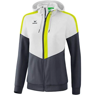 Afbeelding van Erima Squad tracktop jack met capuchon dames wit/slate grey/lime