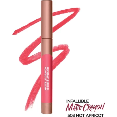 Afbeelding van L&#039;Oréal Matte Lip Crayon Lipstick 503 Hot Apricot