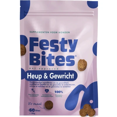 Afbeelding van hondensnoepjes met Glucosamine MSM &amp; Groenlipmossel gewricht supplement bouwt kraakbeen op bij artrose, stijve versleten gewrichten, heupdysplasie 60 FAVV goedgekeurd Brievenbuspakket