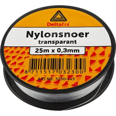 Afbeelding van Deltafix. Nylonsnoer 25 meter x 0.3mm dik. Vis draad. Nylon. Transparant. Rijgen.