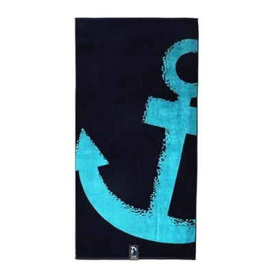 Afbeelding van jilda tex strandlaken, 90 x 180 cm, badhanddoek, handdoek, 100% katoen, velours, badstof, onderhoudsvriendelijk, Nordic Blue