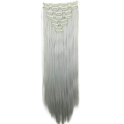 Afbeelding van CAISHA XXL 60cm 8 Delige Set Clip In Extensions Haarextensies Haarstukje Glad Lichtgrijs CES28