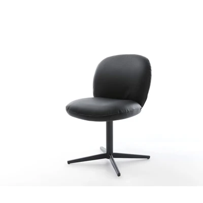 Afbeelding van DELIFE Draaistoel Nube Flex echt leer zwart kruispoot 360 draaibaar pocketveer kern