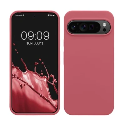 Afbeelding van kwmobile telefoonhoesje geschikt voor Google Pixel 9 Pro XL Hoesje met siliconen coating Smartphone case in donkerroze