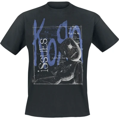 Afbeelding van Korn Issues Tracklist in a Box T shirt zwart S Katoen Band merch, Bands