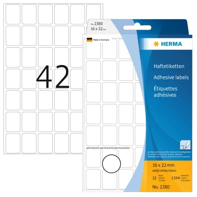 Afbeelding van Etiket HERMA 2380 16x22mm wit 1344stuks