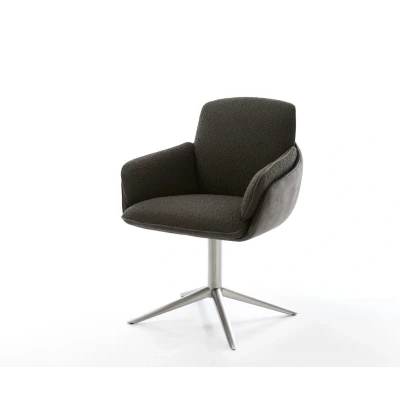 Afbeelding van DELIFE Draaistoel Luan Flex met armleuning materiaalmix zwart kruispoot roestvrij staal 360 draaibaar rocker functie