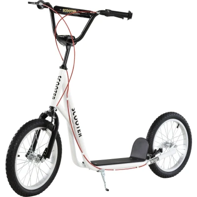 Afbeelding van HOMCOM kinderscooter scooter step stadsscooter kickboard met luchtbanden 16 inch wit 139 x 58 90 96 cm