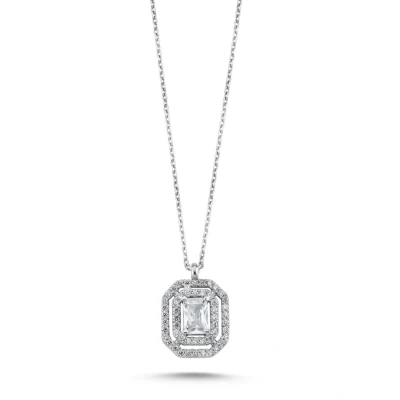 Afbeelding van 925 Sterling Zilveren Ketting met Baget Zirkonia Elegant en Stralend Ontwerp