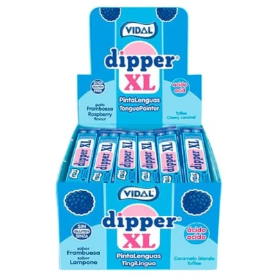 Afbeelding van Vidal Dipper XL snoep kauwgom framboossmaak blauw 100 stuks