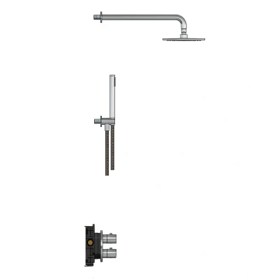 Afbeelding van Hotbath Archie Regendoucheset IBS30A RVS316 Staaf handdouche 20cm Hoofddouche/Superdun Wandarm