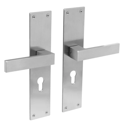 Afbeelding van Deurklink Amsterdam met schild 250x55x2mm profielcilindergat 55mm rvs geborsteld