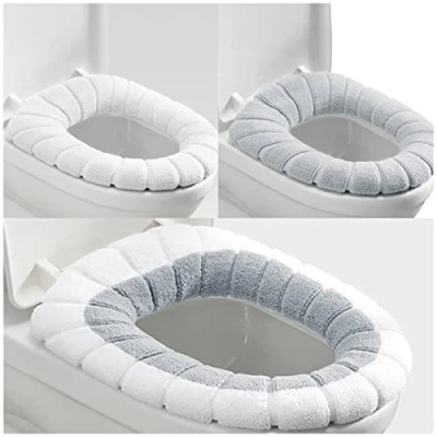 Afbeelding van Mmnuagebleu 3 stuks wc brilhoes zacht warm badkamerkussen wasbaar stretch brilovertrek kussen (stijl 2)