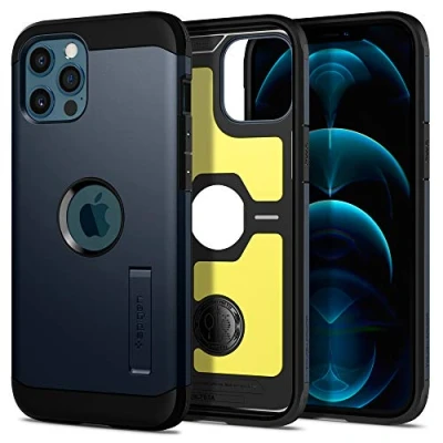 Afbeelding van Apple iPhone 12 Pro Max Hoesje Kunststof Spigen Hardcase/Backcover Blauw Telefoonhoesje Shockproof/Valbescherming