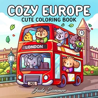 Afbeelding van Cozy Europe: Cute Coloring Book for Adults and Teens with Charming Characters Delightful European Scenes Relaxation