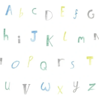 Afbeelding van Leen Bakker Dutch Wallcoverings Make Believe Alphabet Blauw/groen 0,53x10,05m Behang Papier