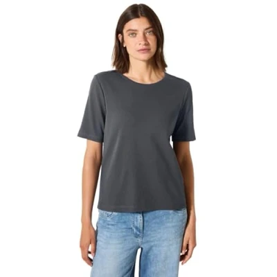 Afbeelding van Cecil Tshirt basic, Dames, Maat: Medium, Grau