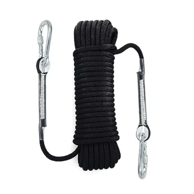 Afbeelding van Klimtouw, 8 mm veiligheidstouw met karabijnhaak, 10 meter multifunctioneel touw van zeer sterk nylon, geschikt voor buiten, klimmen, kamperen, parachuteredding, m