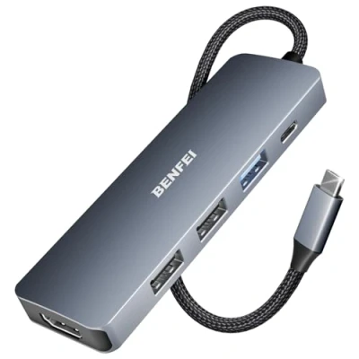Afbeelding van BENFEI USB C Hub 5in1 Spacegrey Docking Station met 4K HDMI, PD 100W, 1x 3.0 &amp; 2x 2.0 Geschikt voor MacBook Pro/Air, iPad Pro, iMac, iPhone 15 Serie, XPS