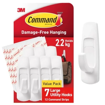 Afbeelding van Command Haak GP003 7NA, wit, groot, 7 haken+12 stroken/PK, SIOC