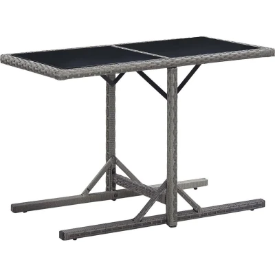 Afbeelding van Tuintafel 110x53x72 cm glas en poly rattan antraciet