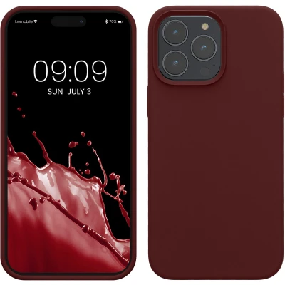 Afbeelding van kwmobile telefoonhoesje geschikt voor Apple iPhone 14 Pro Max Hoesje met siliconen coating Smartphone case in bordeaux violet