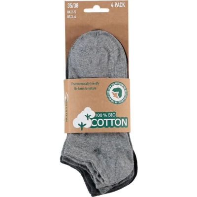 Afbeelding van Bio Cotton Basic Sneaker Sokken Grey 4 pack 000 39 42 Grijs