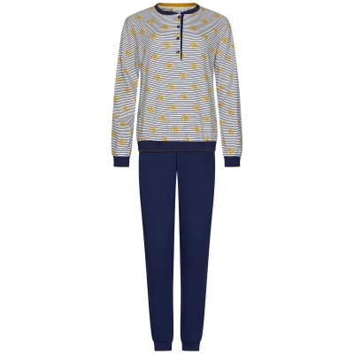 Afbeelding van Pastunette Moonlite Pyjama Katoen Wit/Blauw Maat 54